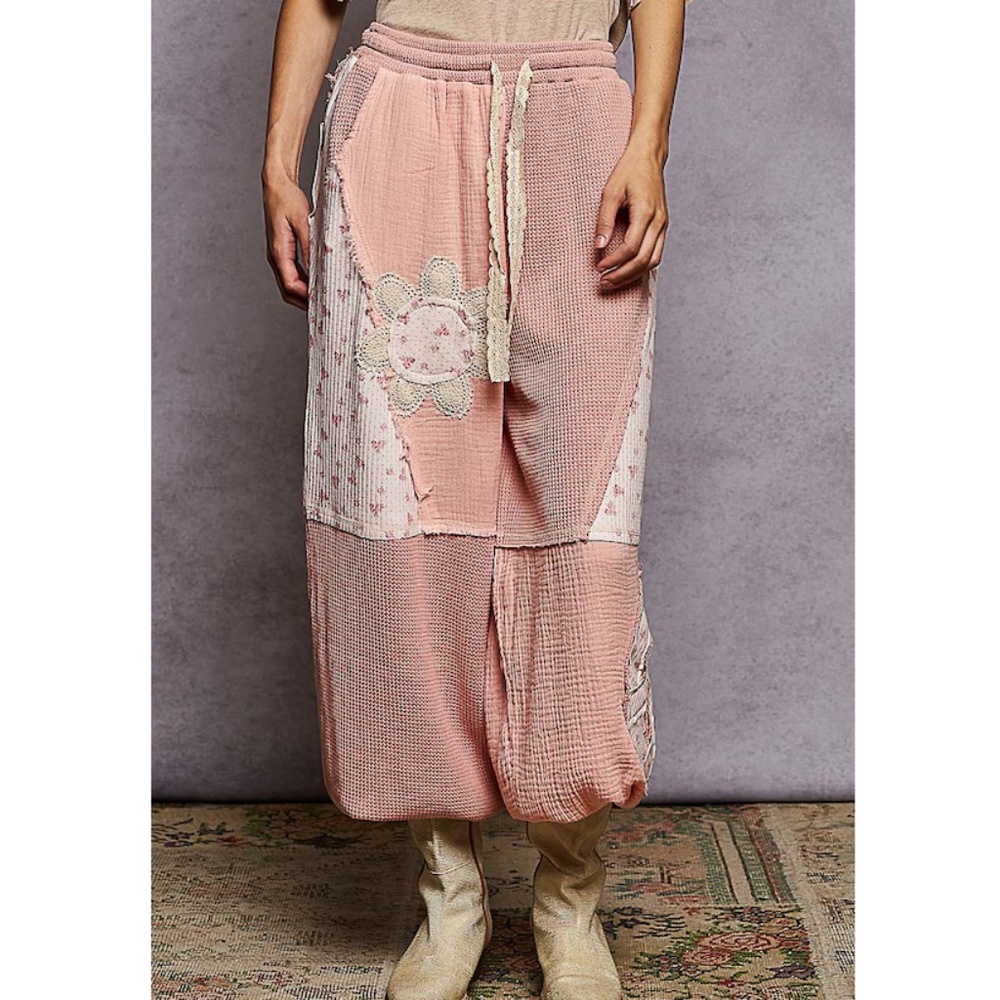 "The Kimi" Pink Peace Sign/Flower Patch Joggers